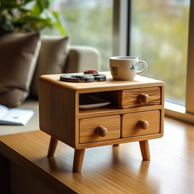 there-is-small-wooden-table-with-cup-book-it-generative-ai_958124-52605